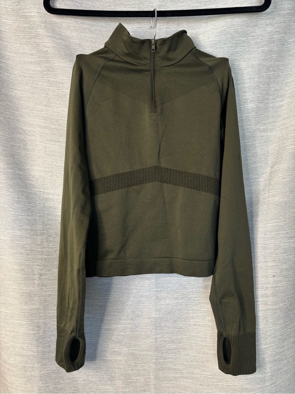 PINK Victoria's Secret Olive Green Seamless Mock Neck Pullover